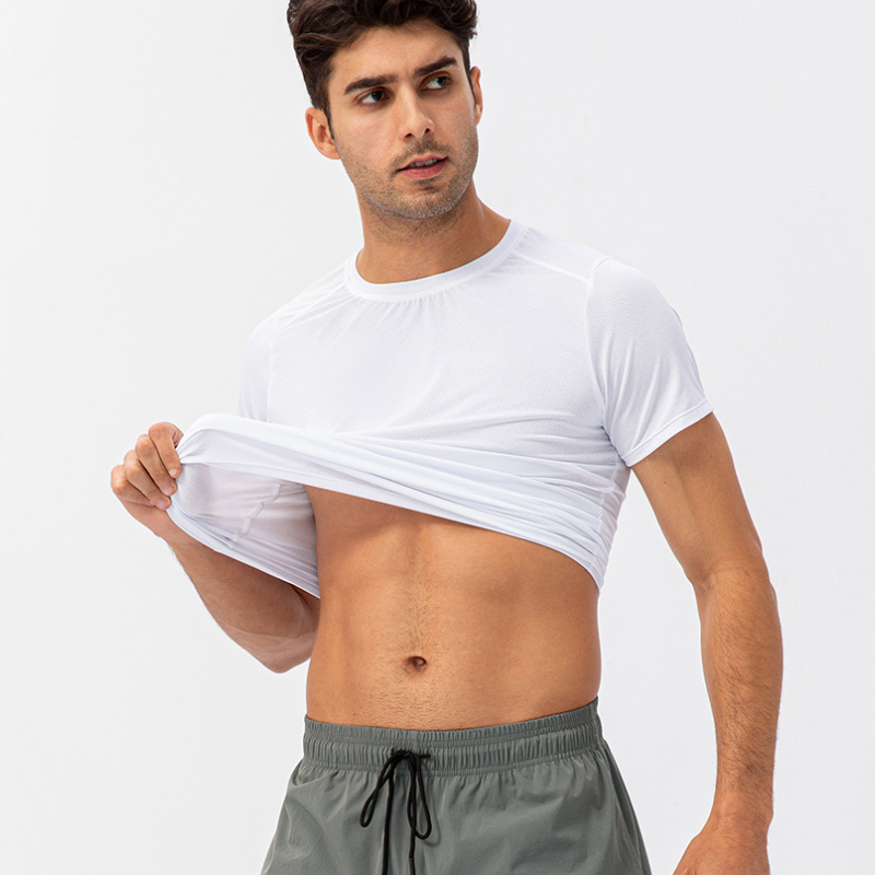 KE-Camiseta holgada de secado rápido para hombre, Camiseta de cuello redondo que absorbe el sudor, ropa transpirable de manga corta para fitness, Verano
