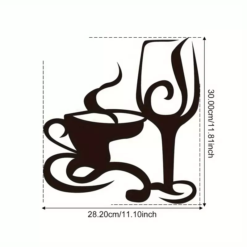 Artisanat standard en fer pour café et vin, décoration intérieure et extérieure, idéal pour le salon, décoration murale, 11.81x11.1 po
