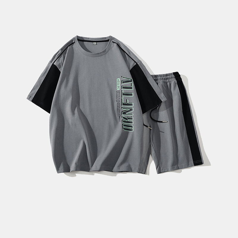 Модный мужской спортивный костюм 2024, футболка с коротким рукавом и шорты, летний повседневный костюм для бега, мужской комплект из двух предметов