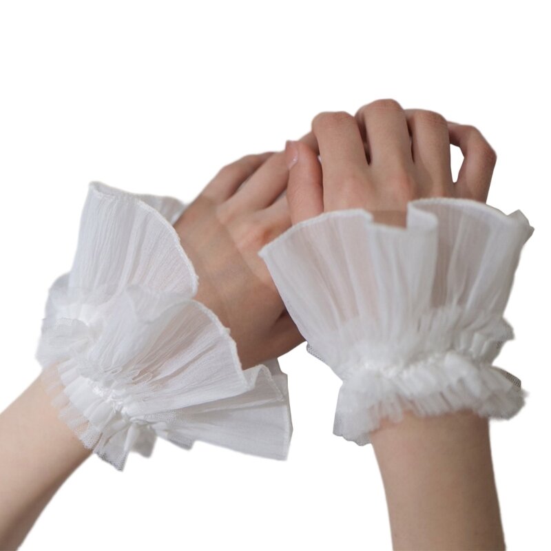 Женские расклешенные манжеты с накладными рукавами, тюлевые кружевные манжеты с оборками, браслет, Прямая доставка