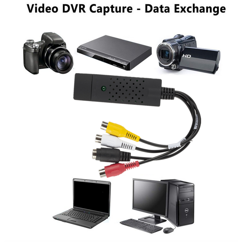 LccKaa-Adaptador de tarjeta de captura de vídeo de Audio USB con cable USB 2,0 a RCA, convertidor de captura de vídeo para TV, DVD, dispositivo de captura VHS