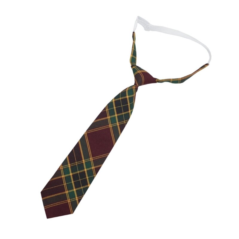 2000er-Jahre-Krawatte für Mädchen, kariert, knotenfreie Fliege, elastische Krawatte, Rollenspiel-Krawatte