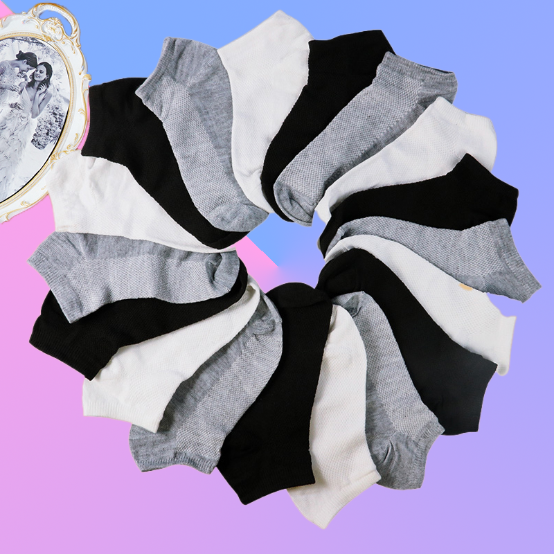 Calcetines tobilleros de malla transpirable para hombre, medias elásticas de corte bajo, colores sólidos, talla EU38-46, lote de 10 pares