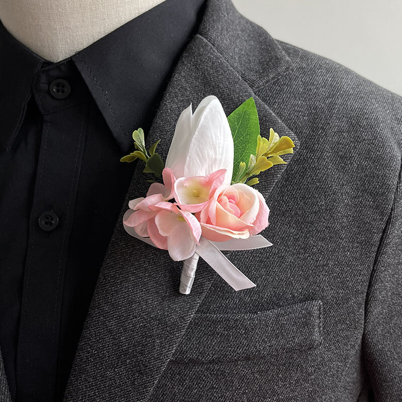 Prom broche flores para homens, boutonniere corsage, acessórios do casamento, PU tulipa artificial, toque real, casamento partido, botoeira terno pin