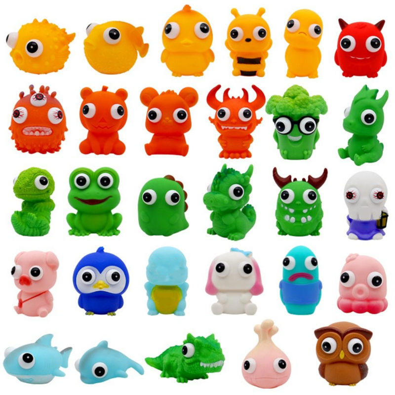 Silicone Cartoon Animal Stress Relief Toy, 3D Pinch Descompressão Toy, Eye Squeeze Toy, Sensorial Fidget Toy