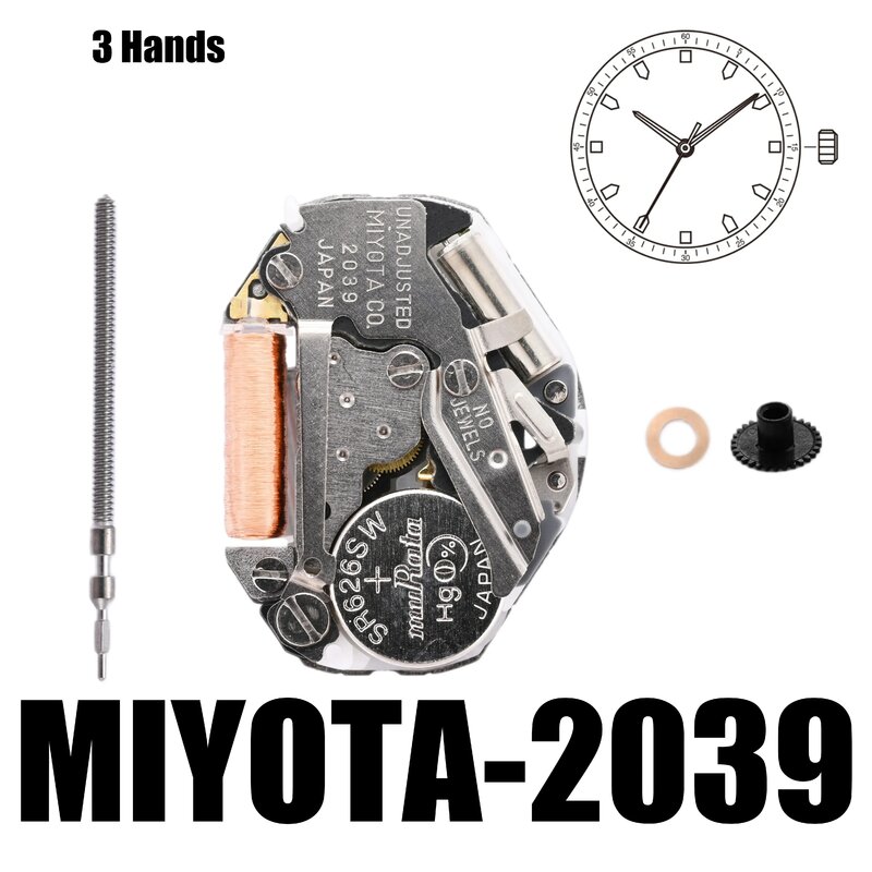 Standar MIYOTA 2039 | Pergerakan jam tangan MIYOTA pergerakan Cal.2039,3 tangan, gerakan Standar. UKURAN: 6 3/4 × 8''tinggi: 3.15mm