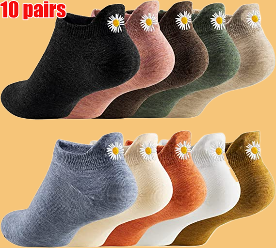 2024 New 10 Pairs Women Cute Socks Cotton Kawaii Embroidered Funny Low Cut Socks Girls Ankle Socks Harajuku Girls School Gifts
