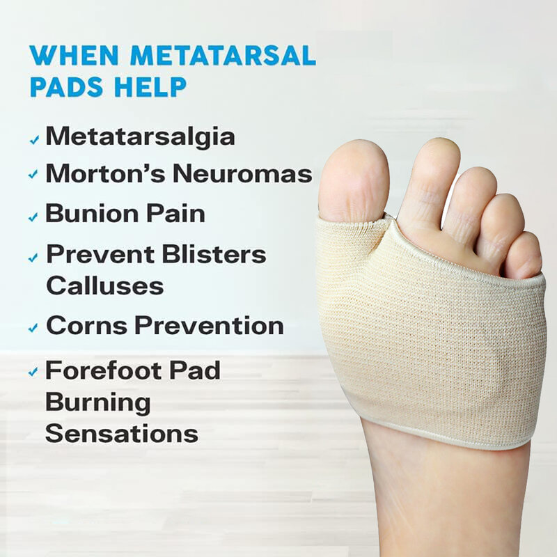 Pexmen bantalan Metatarsal wanita dan pria, 2 buah bantalan kaki depan untuk Morton Neuroma Metatarsalgia pereda nyeri