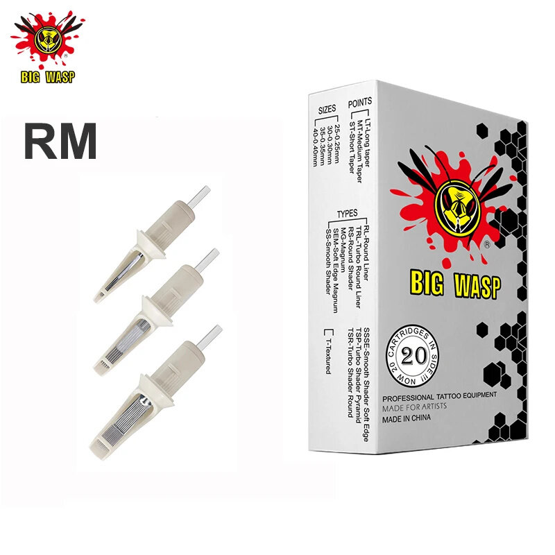BIGWASP RM Tattoo Needle Cartridges Round Disposable Sterile Round Liner DragonHawk Needles Machines 20 pcs /box