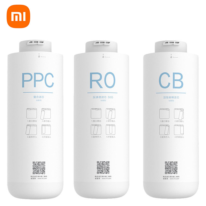 Filter Pemurni Air Xiaomi Asli Filter Komposit PPC untuk Ponsel Pintar C1 MRB23 MRB33 Filter Katun PP Karbon Aktif Belakang