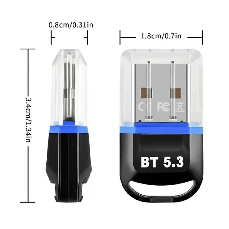 USB Bluetooth 5.3 Adaptador Dongle, Drive Free para PC, Laptop, Alto-falante sem fio, Receptor de Áudio, Transmissor, 1 Pc, 10 Pcs, 20Pcs