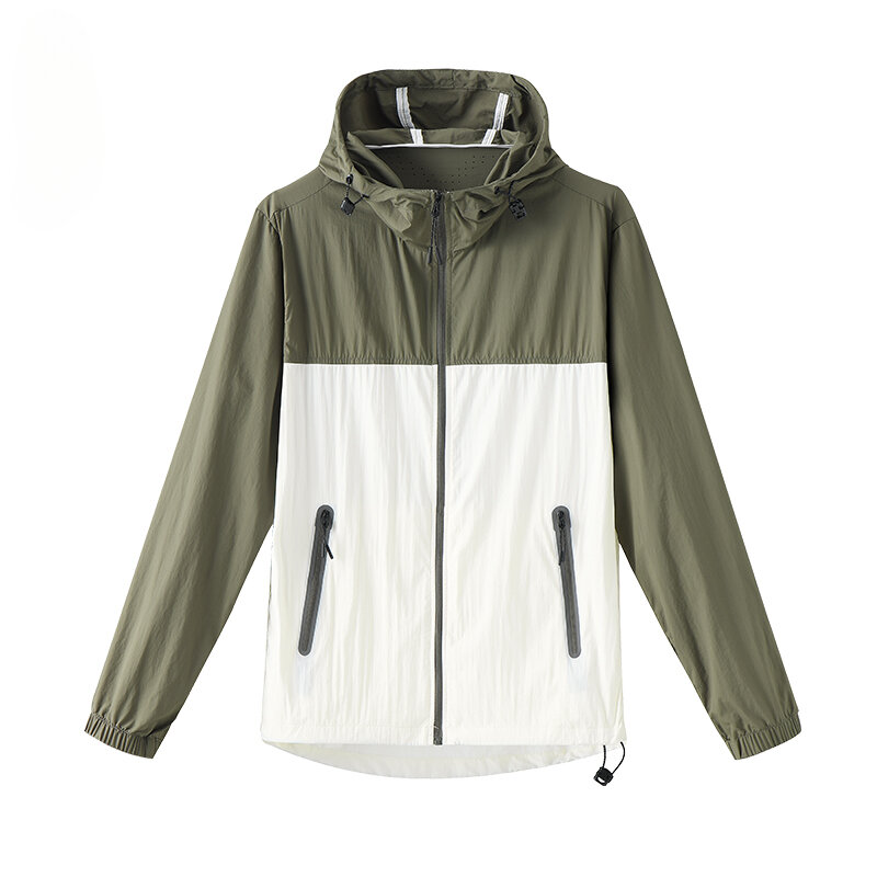 UPF50 + jaket penahan matahari 2024, pakaian pasangan pelindung UV luar ruangan musim panas, penahan angin santai modis