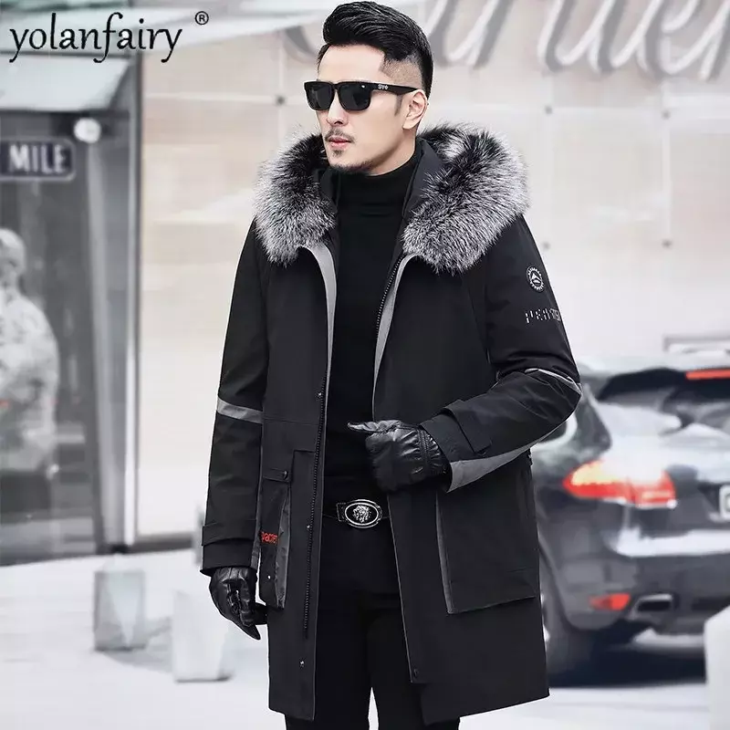 Parker Men's Real Fur Coat Detachable Rabbit Fur Inner Fox Fur Collar Winter Coat Men Clothing 2023 New in Outwears Casacas FCY
