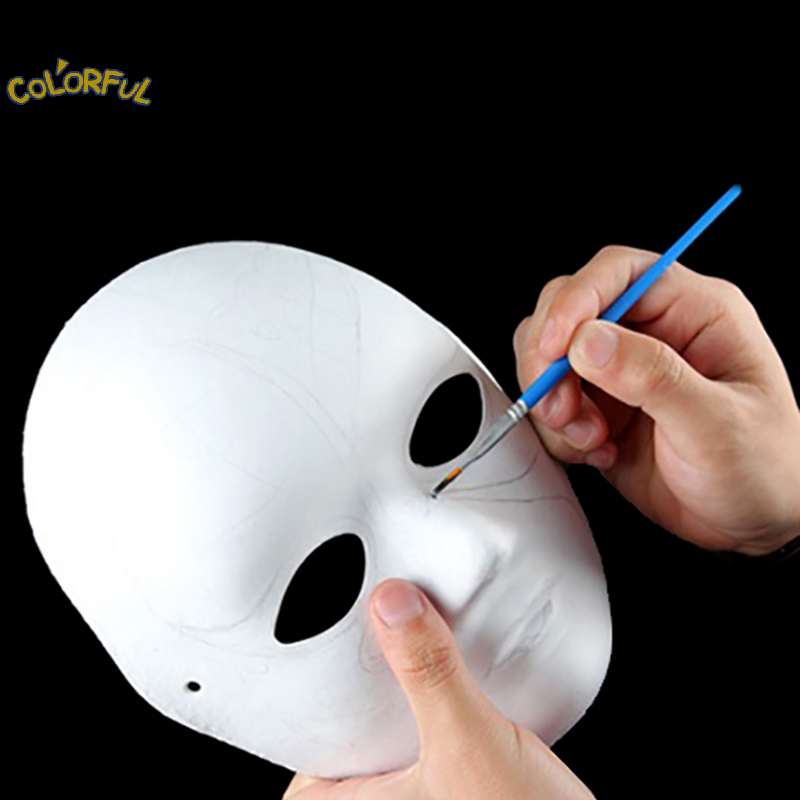 Maski na całą twarz papier pusty biały Halloween Cosplay kot Diy paontable para pół zwierzę Mache Party