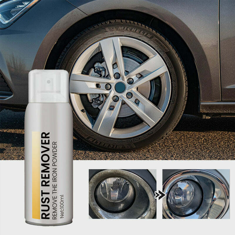 100ml Rust Removal Spray for Car Metal Components Automotive Wheel Rim Metal Wash Cleaning Parts Maintenance Multi-Purpose
