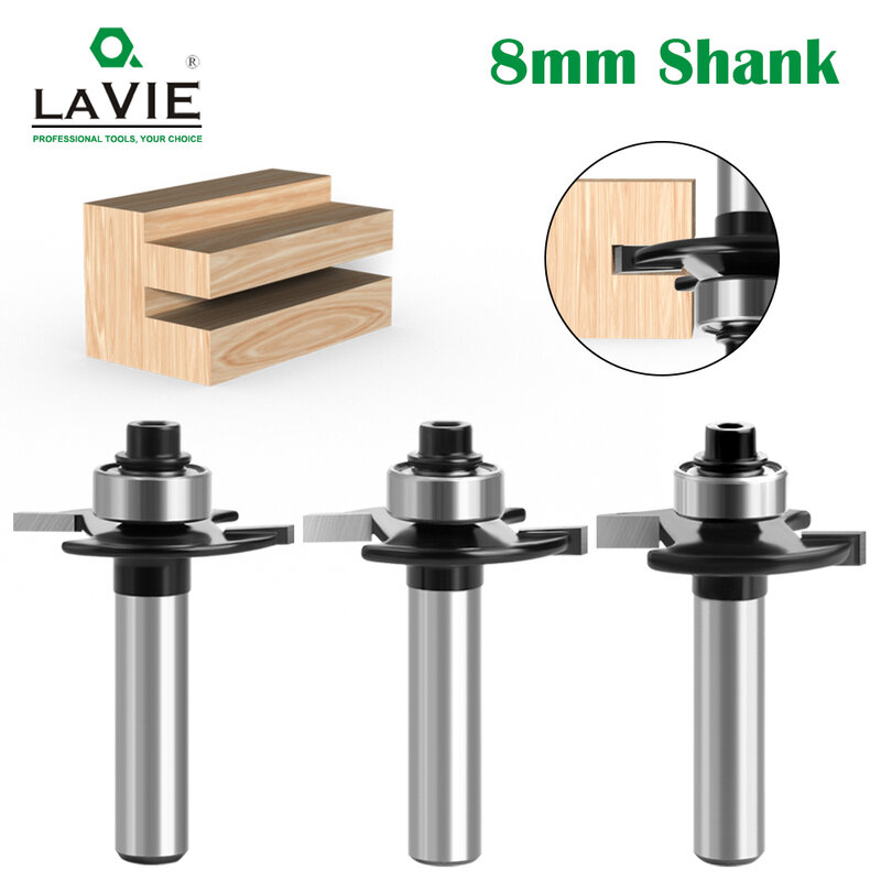 LAVIE 8mm Shank T-Sloting Biscuit Joint Slot Cutter Jointing Slotting Router Bit 2mm altezza fresa lavorazione del legno