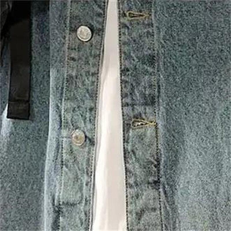 Płaszcz męski Retro Streetwear Patchwork Casual Kurtka dla par Ins Tide Odzież wierzchnia Denim Wiosna Jesień Mężczyźni Kurtki jeansowe Koreański styl