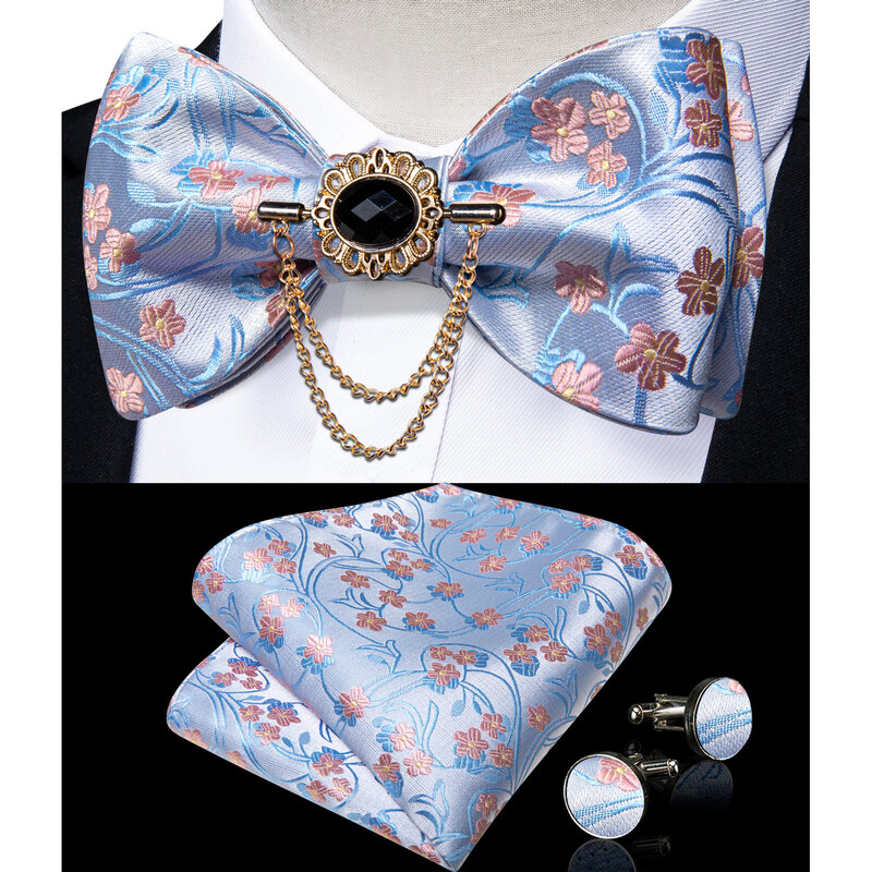 Exqusite Heren Self-Tie Strikjes Wedding Stropdassen Voor Man Accessoires Manchetknopen Hanky Broche Set Rood Zwart Geel blauw Bowtie