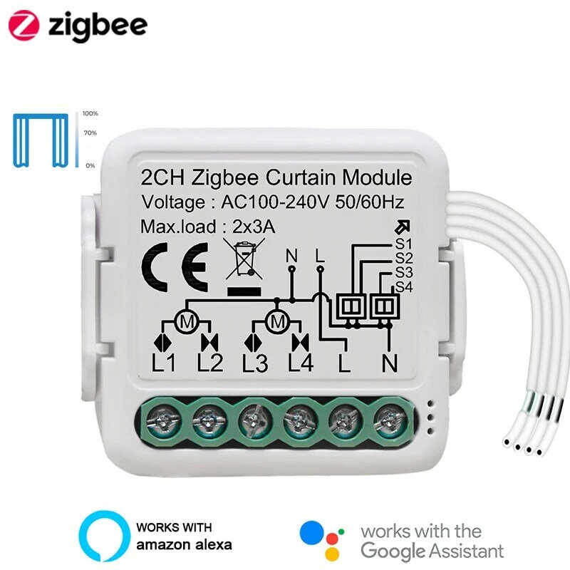 Lonsonho tuya zigbee módulo interruptor de cortina inteligente 1 2 gang para o motor cego controle remoto sem fio funciona com alexa casa do google