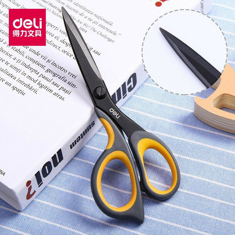 Deli-Anti-Stick Alloy Scissors, Papelaria Anti-Stick, Material Escolar, Escritório, Estudante, DIY, Artesanato manual, Liga, 6027, 175mm