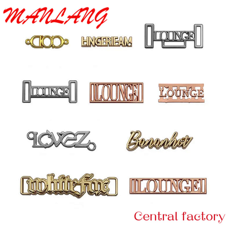 Custom  Custom metal engraved logo tags name letter plate clothing sewing labels for garment swimwear
