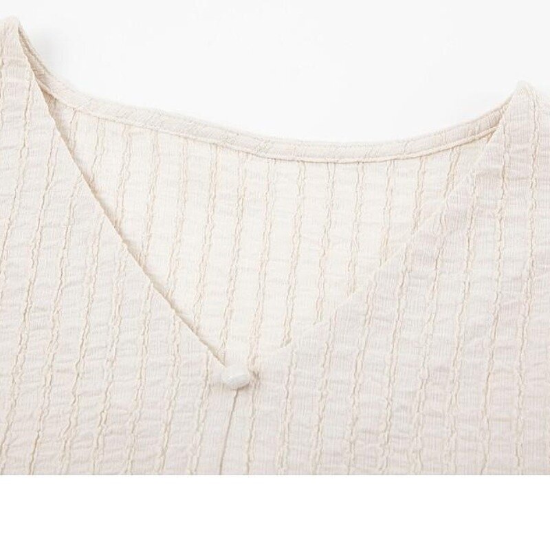 Damen Sommer neue Pullover V-Ausschnitt gespleißt Mode solide Waffel knopf einfache Pendler abnehmen vielseitige T-Shirt Tops