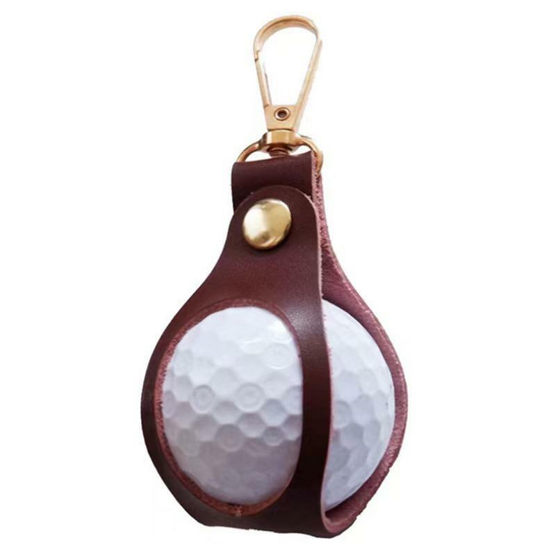 Mini bolsa de almacenamiento de bolsillo para bolas de Golf, llavero de cuero PU, cubierta de soporte para bolas, accesorios de Golf