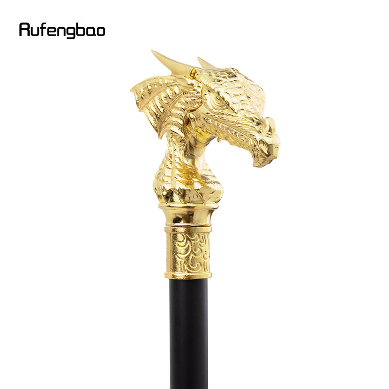 Golden Dragon Head Single Joint Walking Stick Decorative Cospaly Party Fashionable Walking Cane Halloween Crosier 93cm