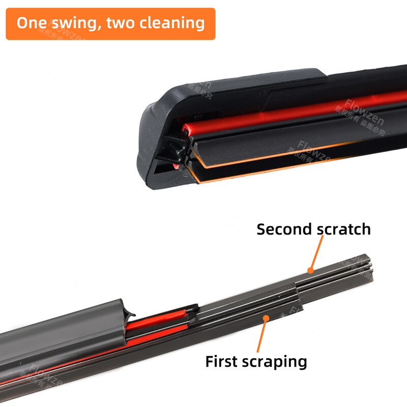 Car Wiper Blades Universal Soft Double Layer Rubber Frameless Bracketless Brushes Accessories Windshield Windscreen Window Front
