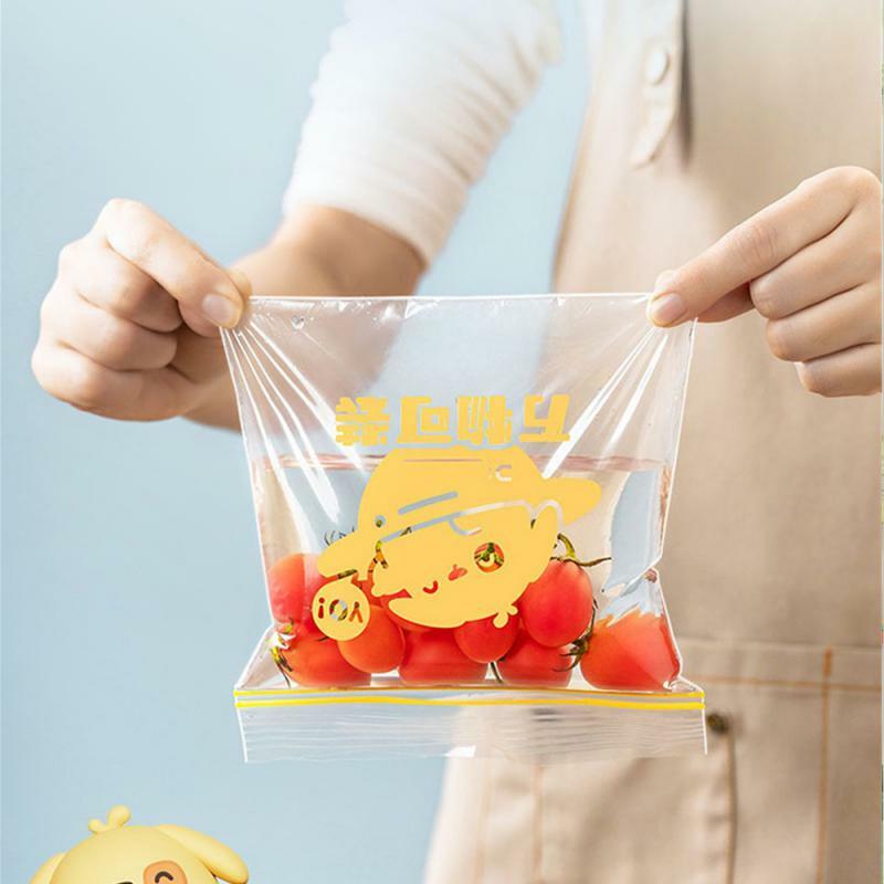 Bolsa de almacenamiento de grado alimenticio, bolsa de mantenimiento fresco de 1 a 5 piezas, con estampado de Meng Beast, a prueba de agua, para frutas y verduras