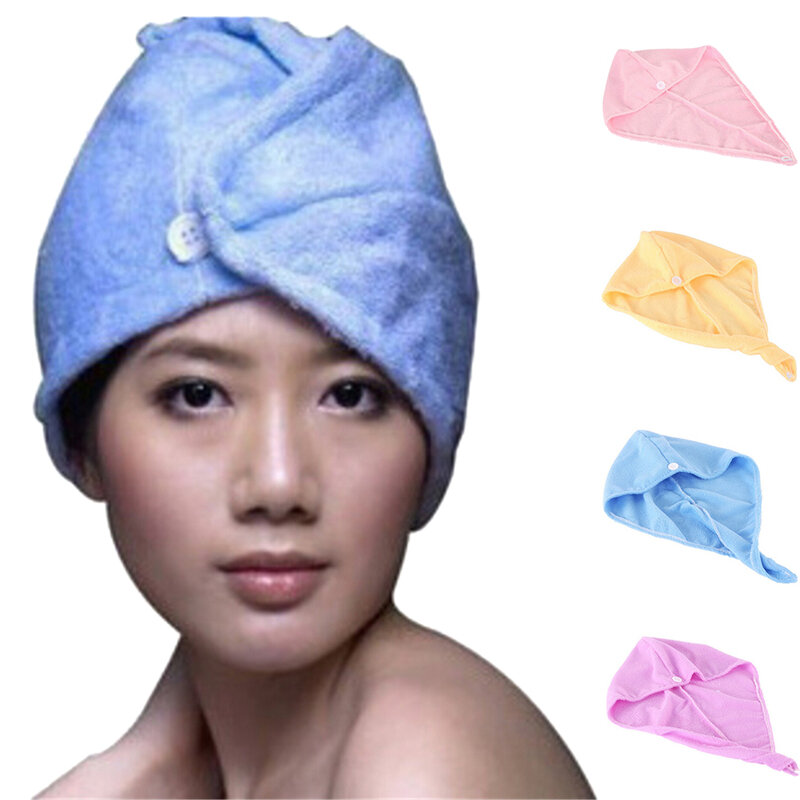 Women Hair Drying Hat Quick-dry Microfiber Hair Towel Cap Hat Bath Hat Solid Towel Cap Super Absorption Turban Hair Dry Cap