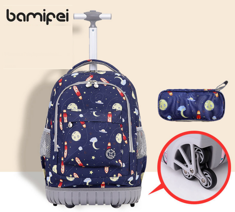 Mochila rodante de 18 pulgadas para niños, Maleta de equipaje de viaje de 6 ruedas y 16 pulgadas, con ruedas, para Colegio y colegio
