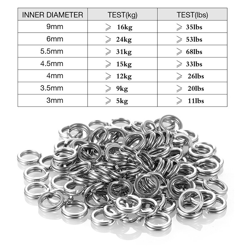 50/60/100 Buah Cincin Stainless Steel Split Cincin Kualitas Tinggi Memperkuat Solid Cincin Memancing Menghubungkan Cincin Memancing Aksesoris