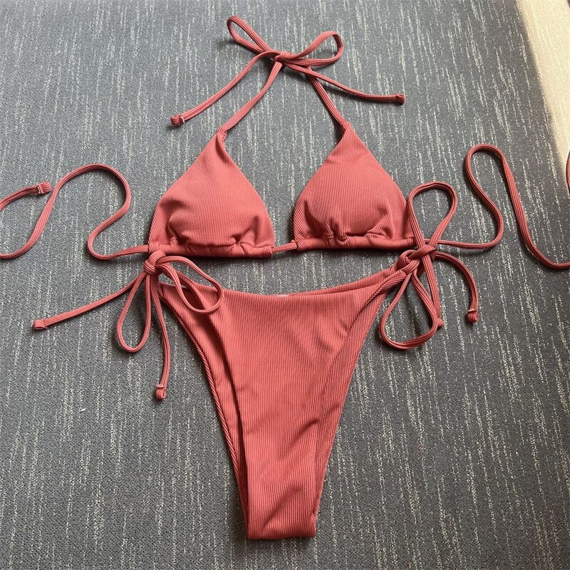2 Stück Set sexy Frauen Bikini Badeanzug Top Unterwäsche Sommer Party Strand urlaub heiße Mädchen Streetwear Roben schnüren