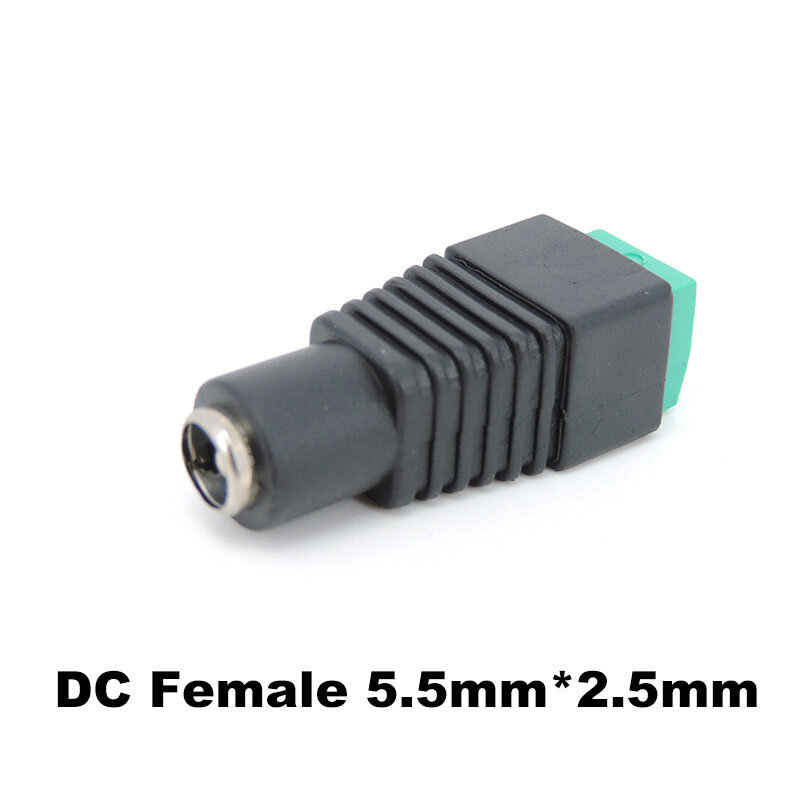 5.5mm x 2.1mm 5.5x2.5mm DC Female Male Connector Power Plug Adapter cable terminal for 5050 3528 LED Strip CCTV camera