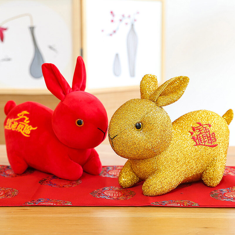 2023 sternzeichen Gott Von Glück Kaninchen Plüsch Spielzeug Puppe Neue Jahr Tang Anzug Niedlichen Kaninchen Deco Plüsch Spielzeug Kreative Neue jahr Spezielle Geschenk