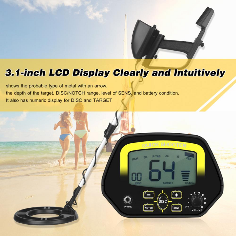 MD4060 Underground Metal Detector Metal Locator Treasure-hunting Device Adjustable Notch & DISC Mode Pinpointing Function