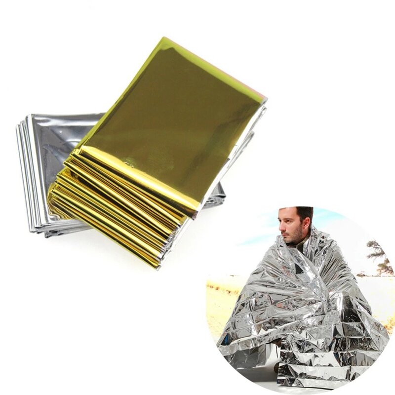 Outdoor Emergency Gold-Sliver Survival Blanket Waterproof First Aid Rescue Curtain Foil Thermal Military Blanket 130X210Cm