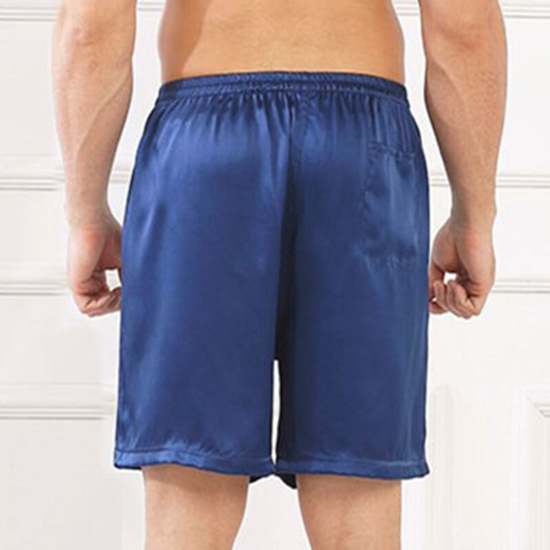 Пикантная Мужская шелковая атласная пижама штаны для сна шорты для мужчин однотонная гладкая Ночная одежда Пижама короткие брюки одежда