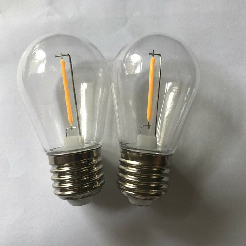 Genixgreen-S14 LED filamento lâmpadas reguláveis, E27 Edison lâmpada, Edison lâmpada, 2700K, ST45, plástico, IP44, impermeável, ao ar livre String luz, 1W