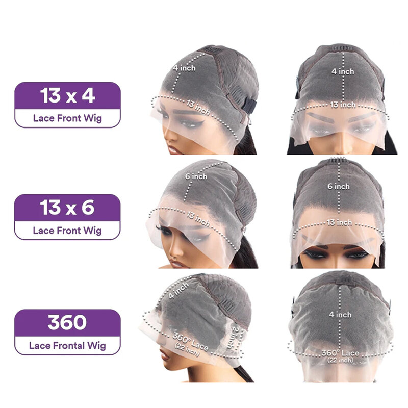 Peruca brasileira de cabelo humano para mulheres, peruca frontal de renda hd, 360 completo, 13x4, pré arrancadas, 30 ", 40", 13x6