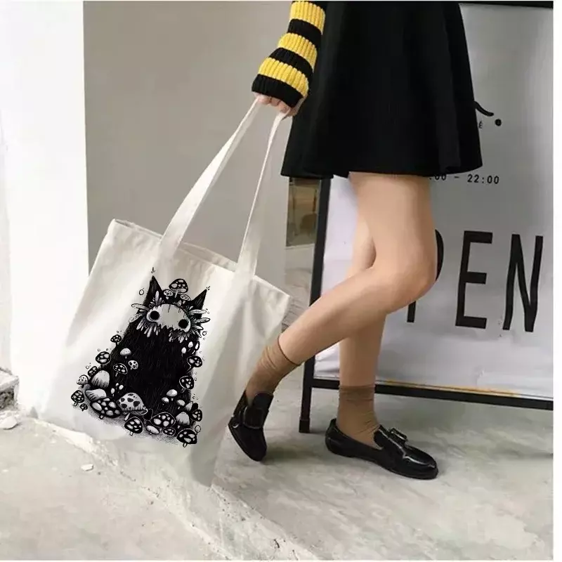 女性のための再利用可能なショッピングバッグ,キノコ型バッグ,環境にやさしい,TOUB025-Canvas