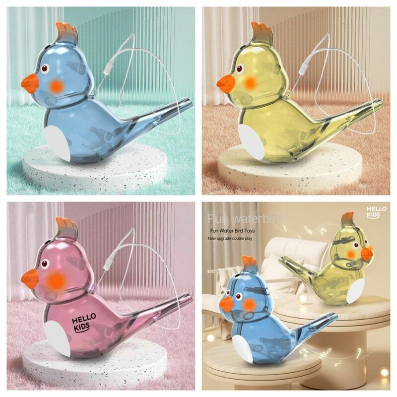 Silbato de agua con forma de pájaro para niños, pequeño instrumento Musical de juguete con cordón, dispositivo de llamada de aves, regalo educativo para niños