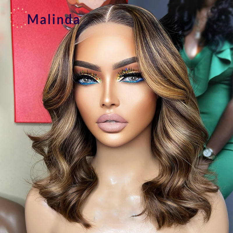 Brazilian Highlight Blonde Short Bob 13x4 Loose Deep Wave Wear and Go Glueless 250% Density Lace Front Human Hair Wigs For Women