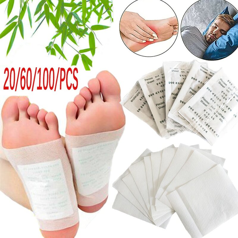 20/60/100/pces/conjunto desintoxicação pé remendos almofadas toxinas corpo pés cuidados ferramentas corpo limpeza emagrecimento melhorar sono pé adesivo remendos