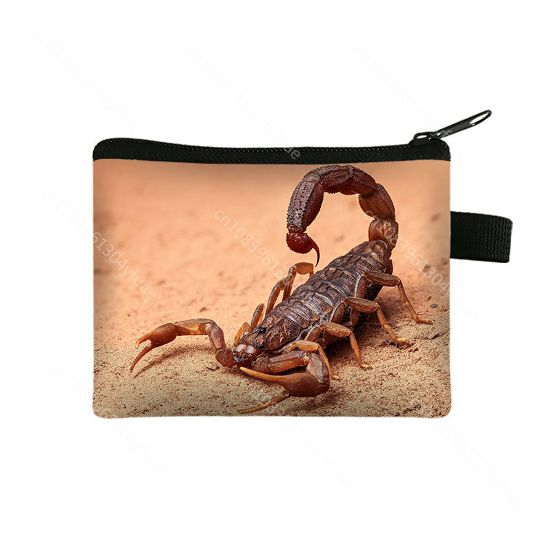 Reptile Pet Scorpion Spider Lizard Print Coin Purse Leisure Wallet Earphones Key Credit Card Holder Storage Bags Money Coin Bag