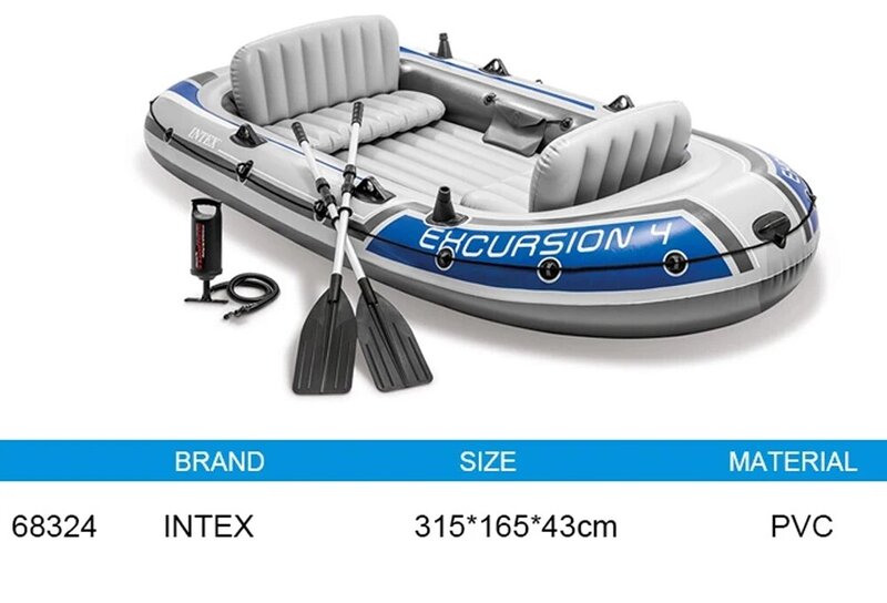 INTEX perahu tiup kulit tebal, Set perahu dayung lima orang, Kayak tiup Drifting 68325