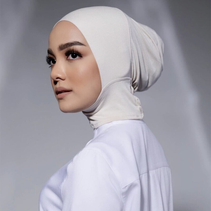 Solid Color Women's Islamic Under Scarf Muslim Hijab Caps Bone Bonnet Bandanas Cap Under Caps Soft Inner Cap Full Cover Turban