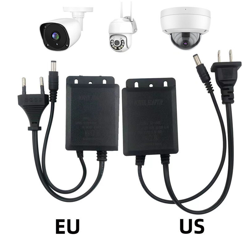 Случайно цветная наружная водонепроницаемая камера CCTV адаптер питания AC / DC 12V 2A ЕС - США штепсельный адаптер зарядное устройство видео Ip камера DIY