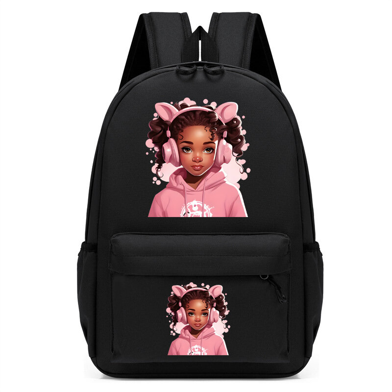 Children Bagpack Cute Kawaii Backpack Kindergarten Schoolbag Kids Bagpack Bag Pretty Black Girl Student Bookbag Travel Mochila